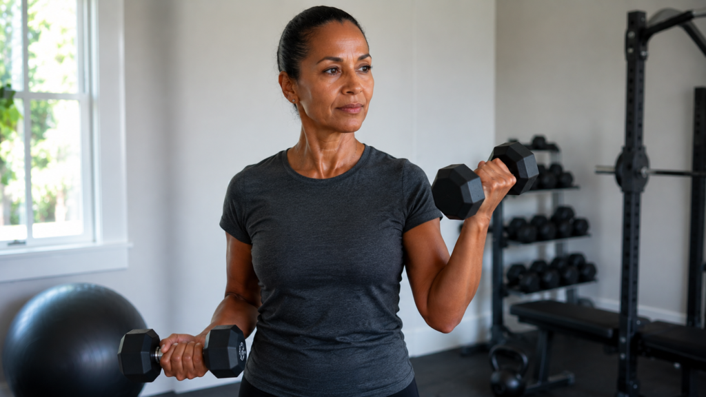 strength training with dumbbells